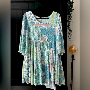 Roly Poly Babydoll Dress Colorful Hippy Boho